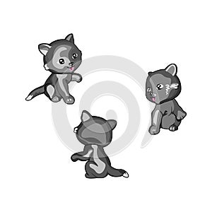 Set of grey cats. Vector illustration