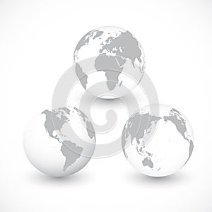 Set Of Grey World Globes vector Illustration