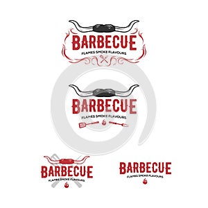 Set of grill and barbecue badges, stickers, emblems