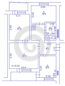 Set of groundfloor blueprints. Floorplan.