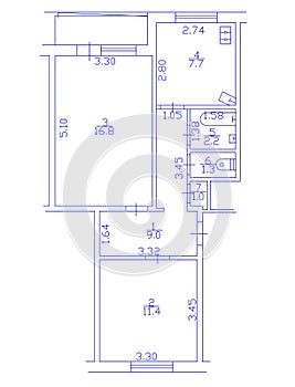 Set of groundfloor blueprints. Floorplan.