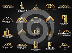 Set and Group Real Estate, Building and Construction Logo Vector Design photo