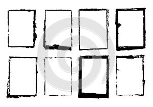 Set of Grunge Black and White Frames . textured rectangles for images