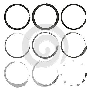 Set of grunge circles. Grunge round shapes. Vector illustration. EPS 10.