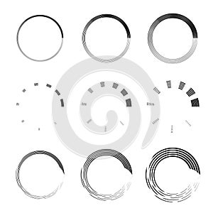 Set of grunge circles. Vector grunge round shapes. Doodle circles for design elements.