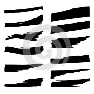 A set of grunge elements. Decorative black banners on a white isolated background.