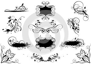 Set of grunge floral designs