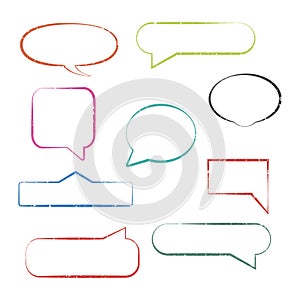 Set of grunge speech bubbles, vector illustration.