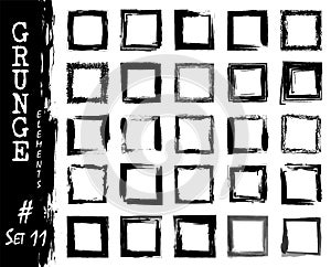 Set of grunge square frame elements . Ink splash watercolor painting design . Vector illustration