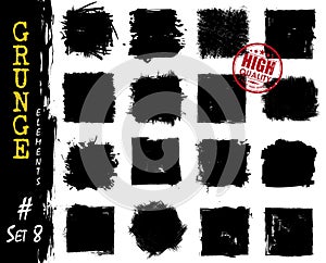 Set of grunge style square shapes . Elements vector