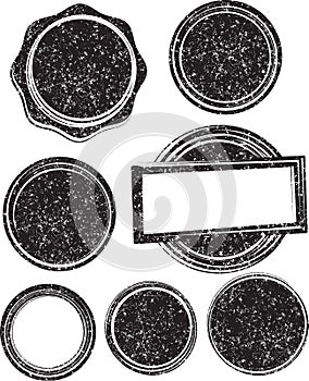 Set of 7 grunge templates for rubber stamps