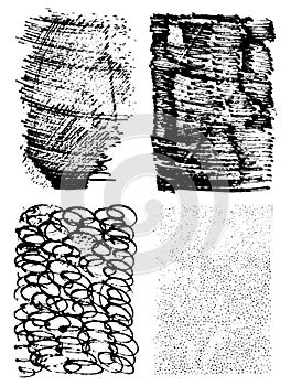 Set of grunge textures. Different textures for design. Elements for decoration. Background. Vector illustration.