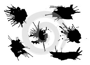 Set of grunge vector watercolor and ink splatter spots. Artistic creative drops.