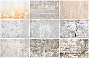 Set of grunge wall background and texture