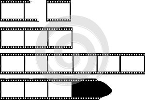 Set of grungy photo film frames,filmstrips with free copy space,vector,fictional artwork