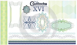 Set of Guilloche decorative elements.