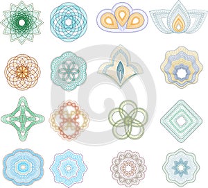 Set of guilloche rosette