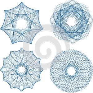 Set of guilloche rosette