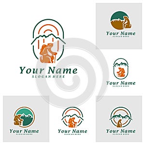 Set of Guinea pig with Mountain Logo Design Template. Mountain with guinea pig logo concept vector. Creative Icon Symbol