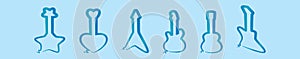 Set of guitar cartoon icon design template with various models. vector illustration isolated on blue background