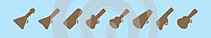 Set of guitar case cartoon icon design template with various models. vector illustration isolated on blue background