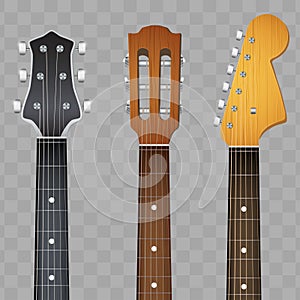 Set of Guitar neck fretboard and headstock