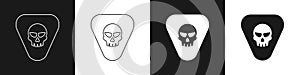 Set Guitar pick icon isolated on black and white background. Musical instrument. Vector