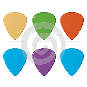 Set of guitar pick isolated on white background. Vector illustration