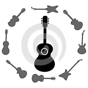 Set of Guitars Silhouettes