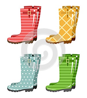 Set of gumboots on a white background