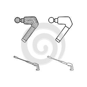 set of Gun collection icon line art design, Outline vector design illustration template, suitable for your company