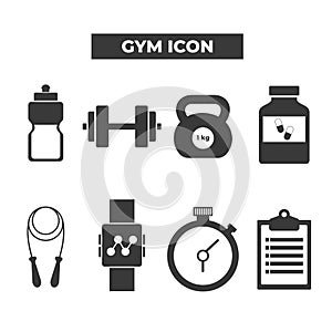 Set Of 8 Gym Icons photo