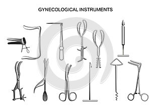 Set gynecological obstetrical instruments set photo