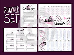 Set: habit tracker, wish list,weekly and year planner