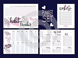 Set: habit tracker, wish list,weekly and year planner