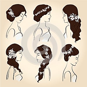 Set hair with flowers for brunettes