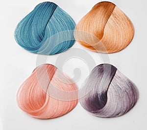 Set hair tints colors palette on white background