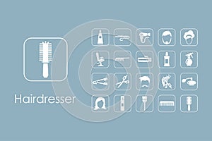Set of hairdresser simple icons
