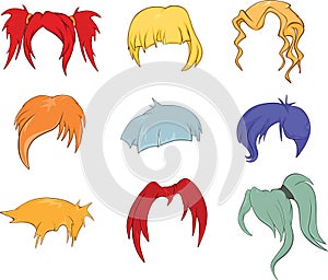 A set of hairstyles, wigs for illustrations