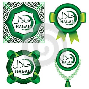 Set of Halal signs photo