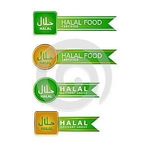 Set of halal tag label collection design isolated on white background