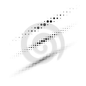 Set of halftone circle dots design elements. Collection of diagonal thin oval lines using halftone texture for logo. photo