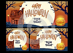 Set of Halloween Banner of Horror House