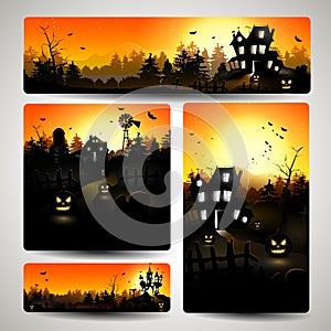 Set of Halloween banners