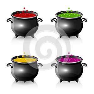 Set of Halloween cauldrons