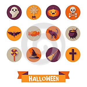 Set of Halloween Characters on Circles