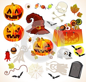 Set of halloween design elements