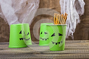 Set of Halloween disposable cups