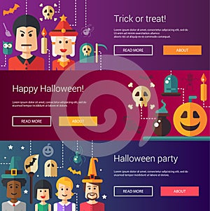 Set of Halloween flat design modern illustrations