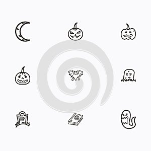 Set of halloween icons vector